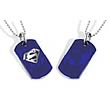 Superman Silver Emblem Blue Dog Tag Necklace